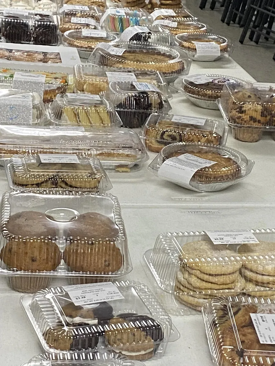 Muffins, cookies, and baked goods packaged for giveaway